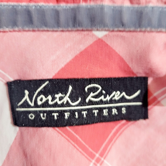 North River Women’s Pearl Snap Western Shirt Medium Pink White Plaid 100% Cotton - Picture 9 of 13